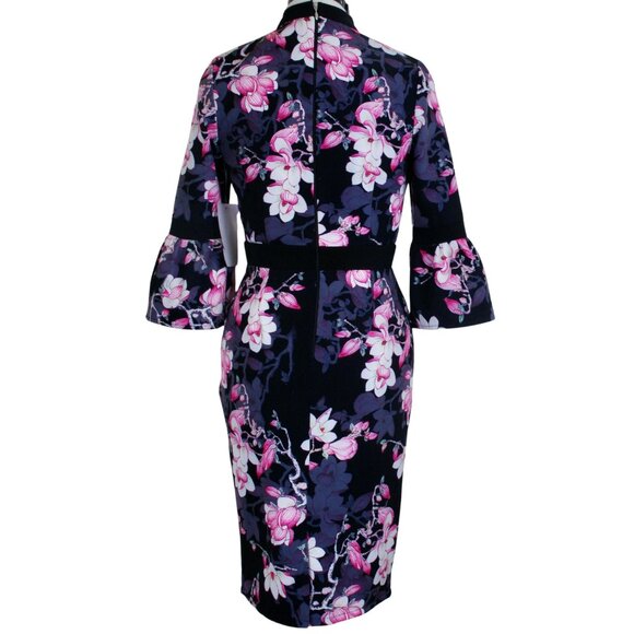Paper Dolls London Floral Bodycon Dress w/ Bell Sleeves – NWT – Size US 4 / UK - Picture 2 of 7